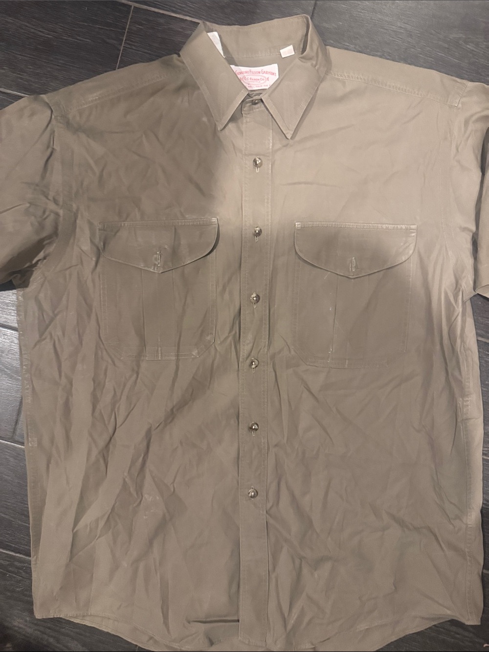 Filson Short Sleeve Button-Down Shirt in Olive